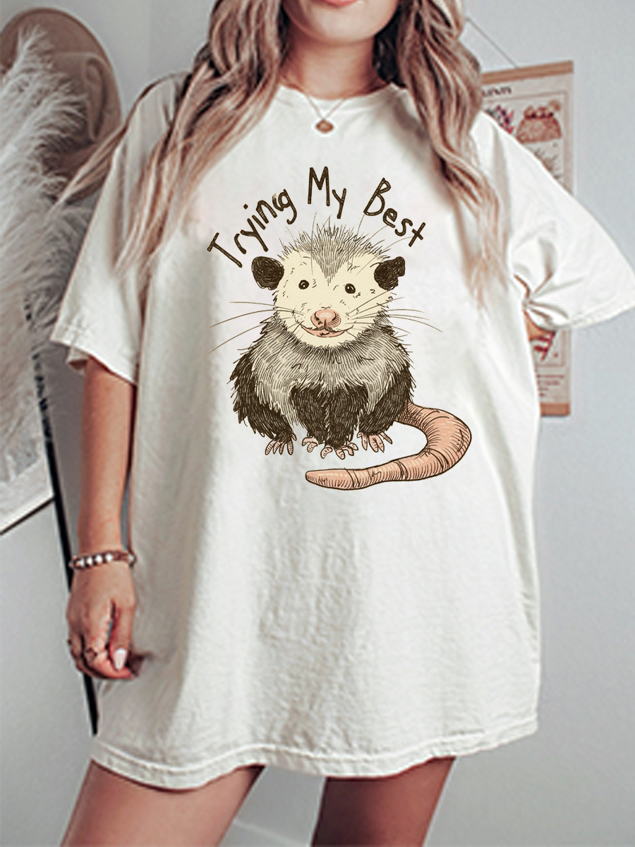 Vintage Trying My Best Oversize Graphic Tee