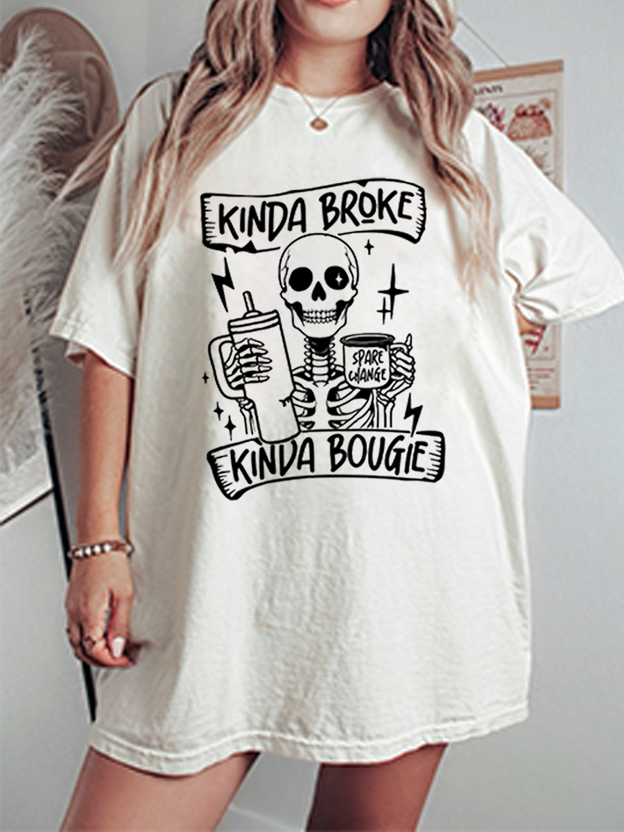 Vintage Kinda Broke Kinda Bougie Oversize Graphic Tee