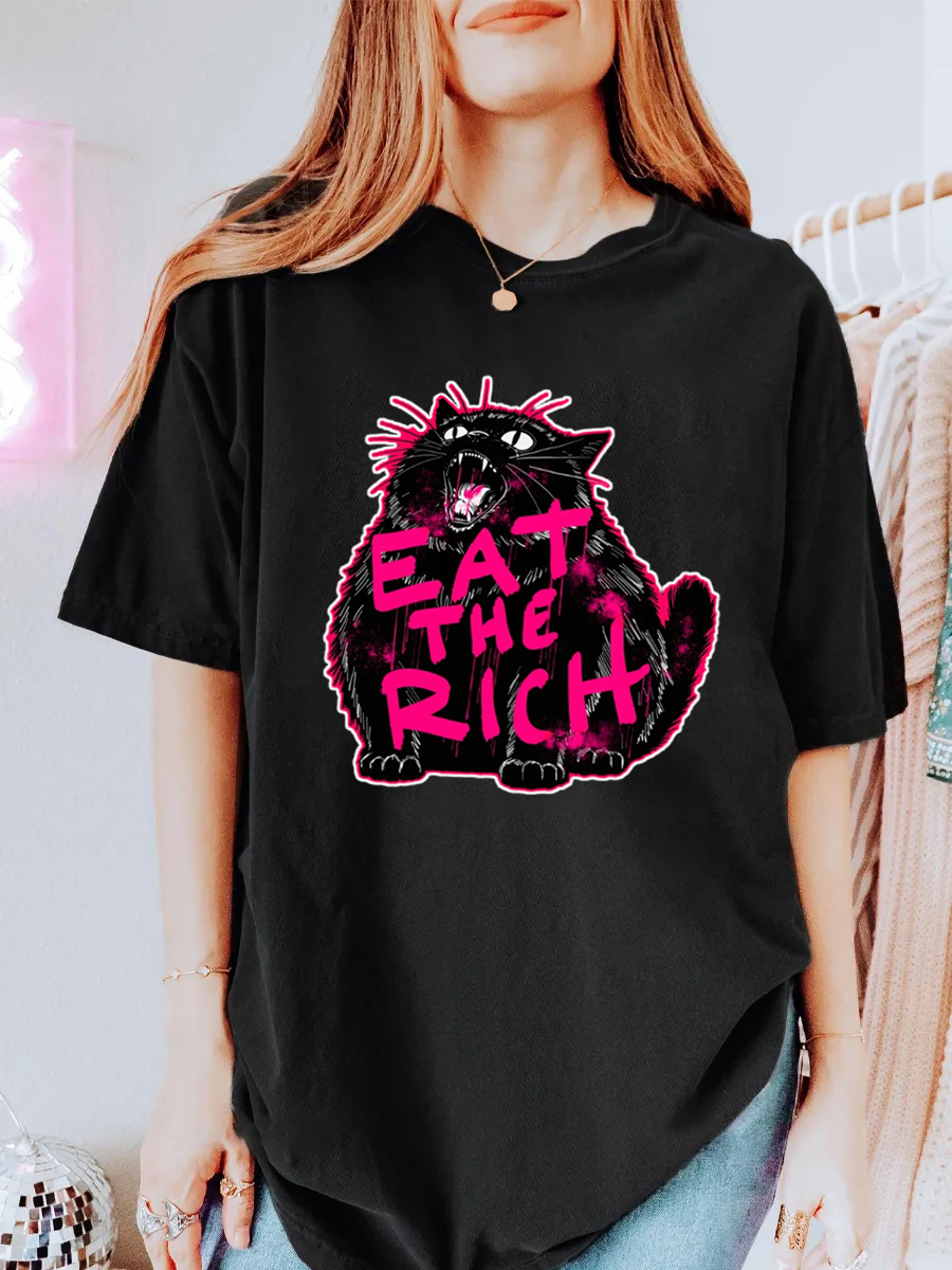 Vintage Eat The Rich Oversize Graphic Tee