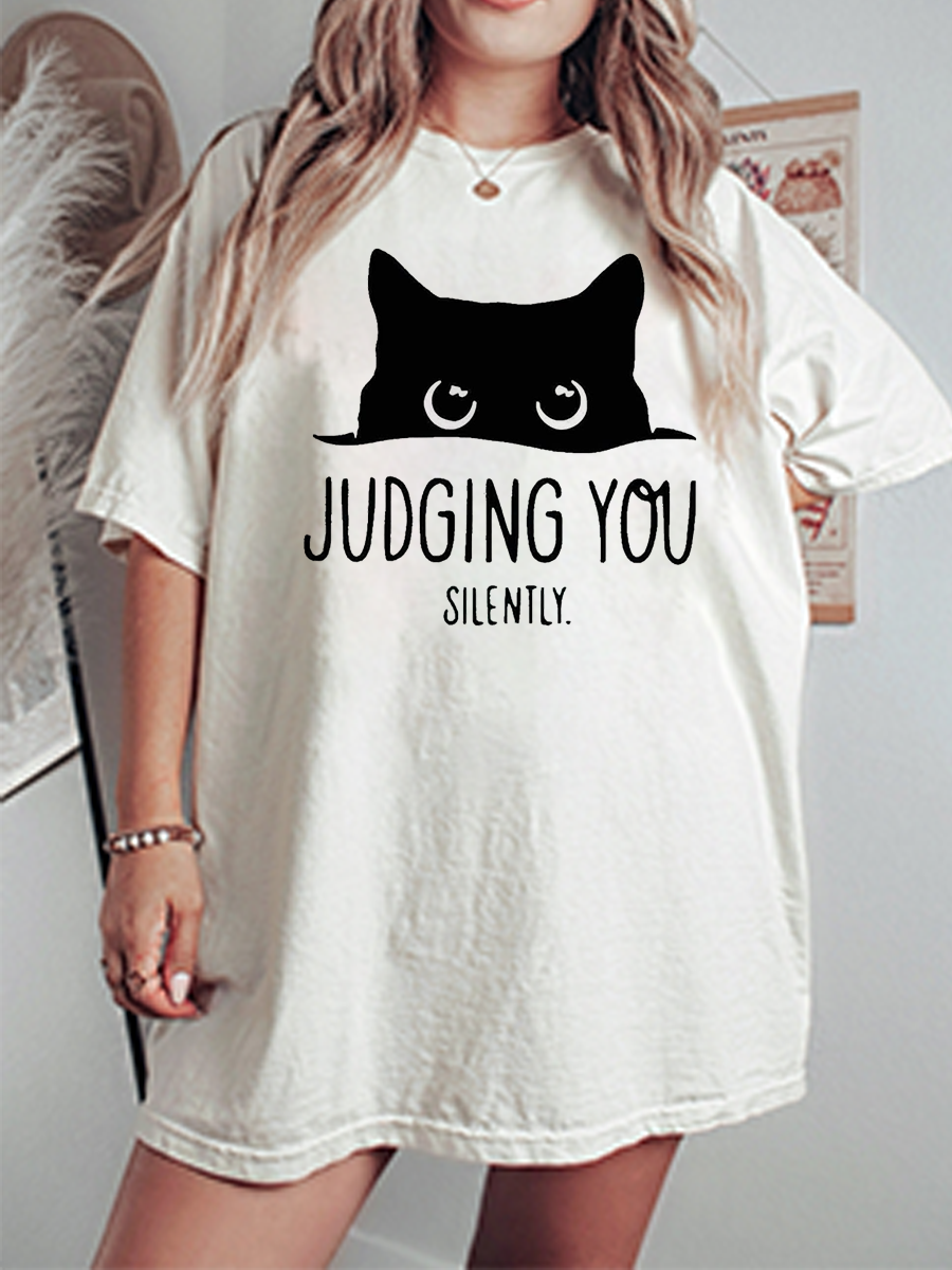 Vintage Judging You Silently Oversize Graphic Tee