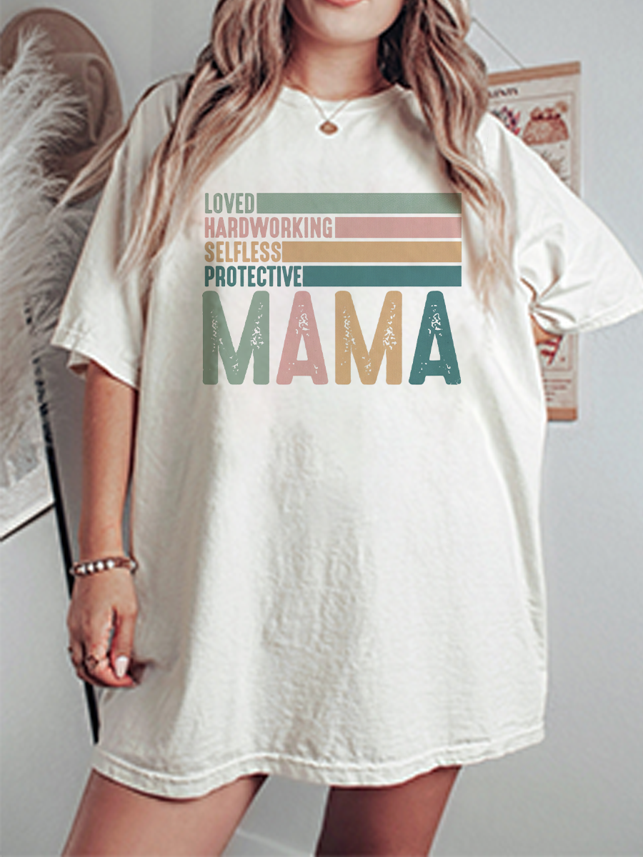 Vintage Protective Mama  Oversize Graphic Tee
