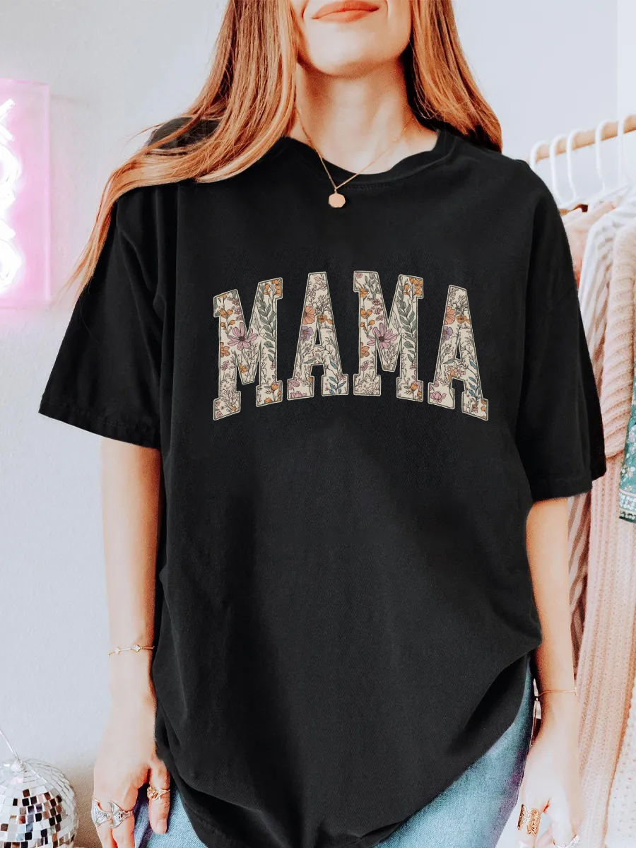 Vintage Floral Mama For More Oversize Graphic Tee
