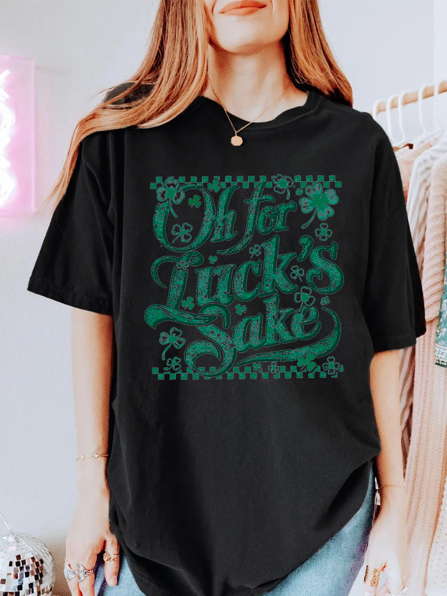 Vintage Oh For Luck'S Sake Oversize Graphic Tee