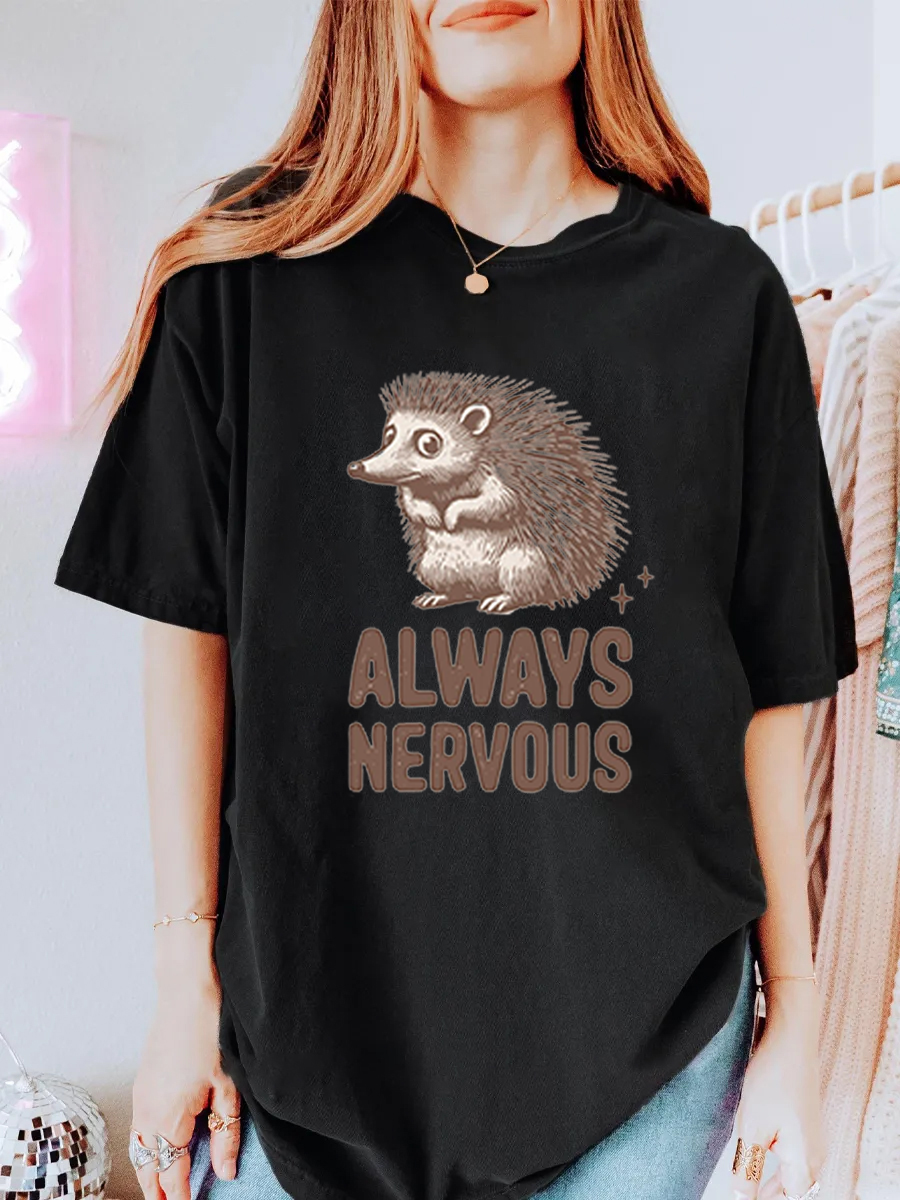 Vintage Always Nervous Oversize Graphic Tee