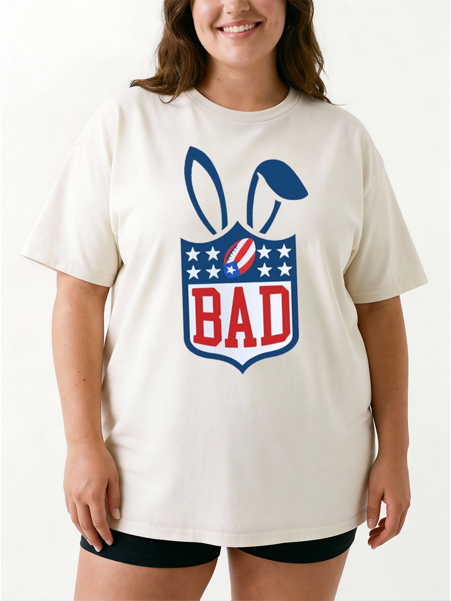 Vintage  Bad Game Day Bunny Oversize Graphic Tee