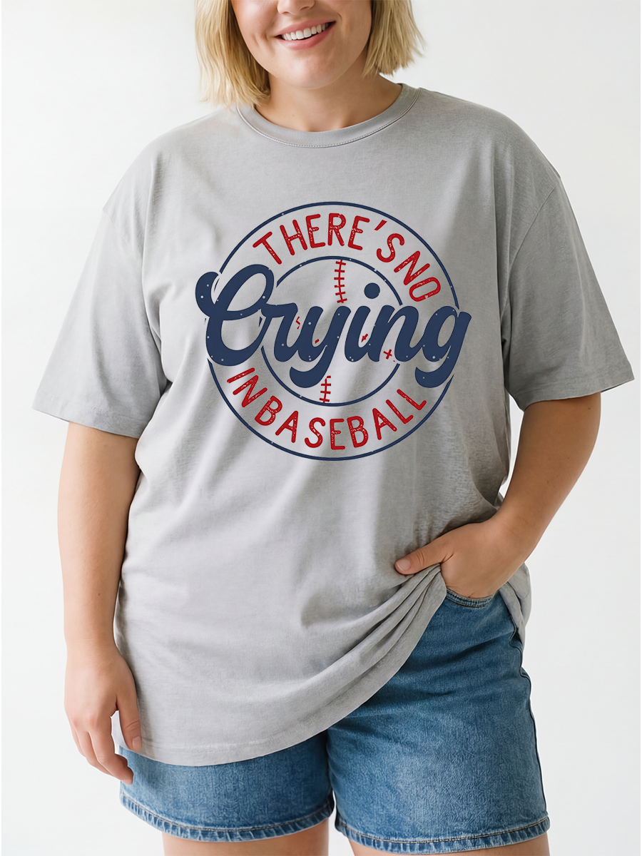 Vintage No Crying Oversize Graphic Tee