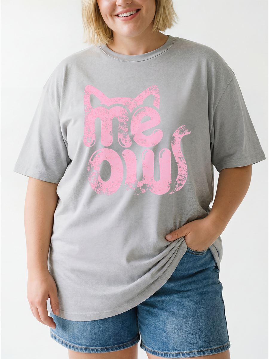 Vintage Meow Cat Oversize Graphic Tee