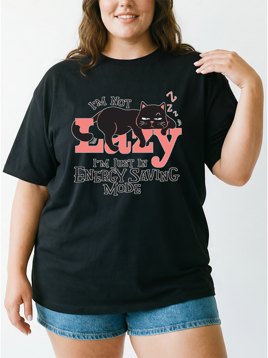 Vintage I'M Not Lazy Oversize Graphic Tee