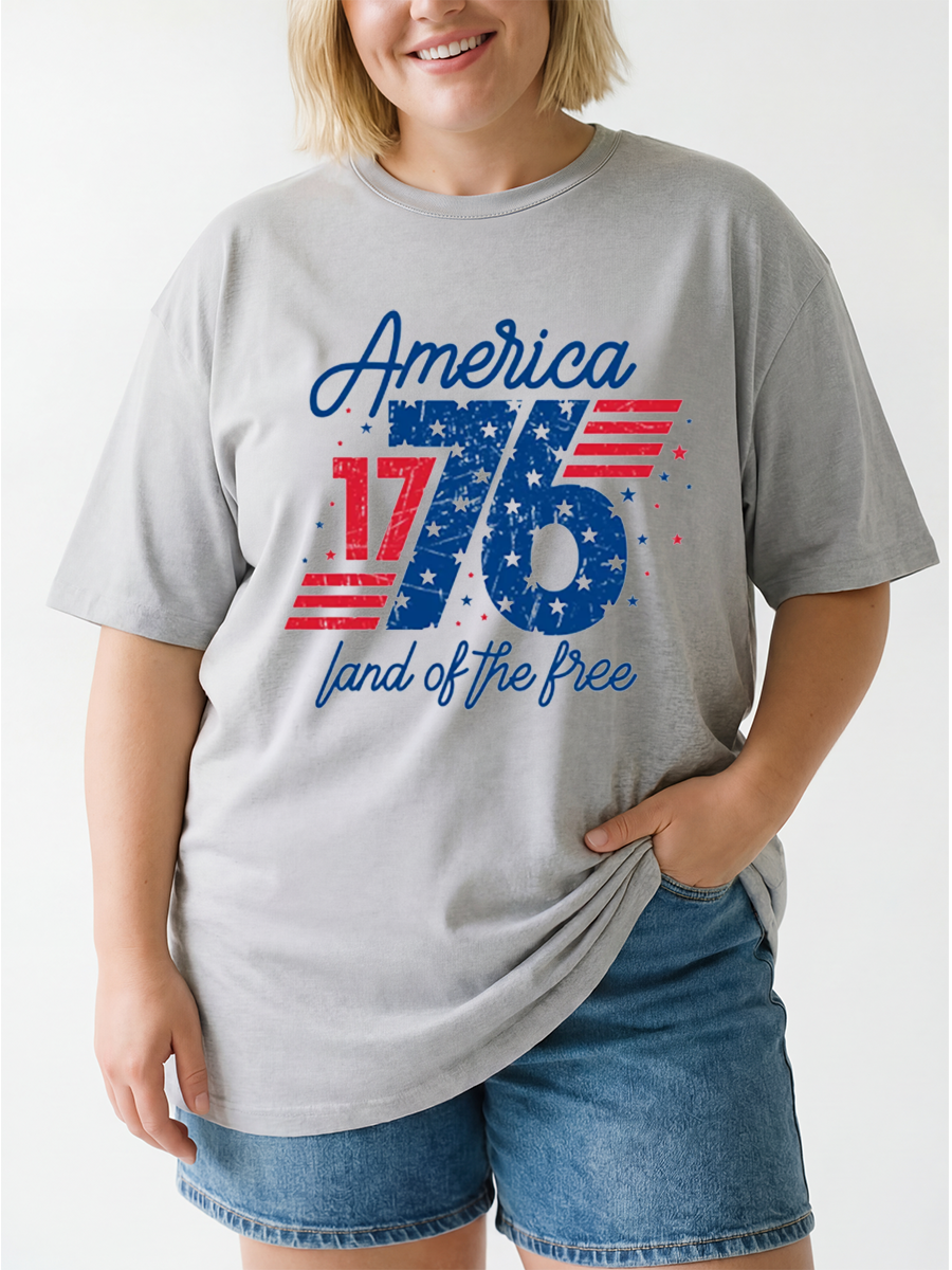 Vintage America 1776 Land Of The Free Oversize Graphic Tee