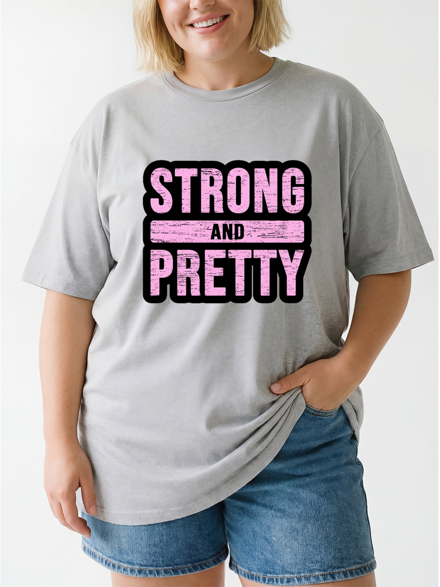 Vintage Strong And Pretty Sticker Vintage Oversize Graphic Tee