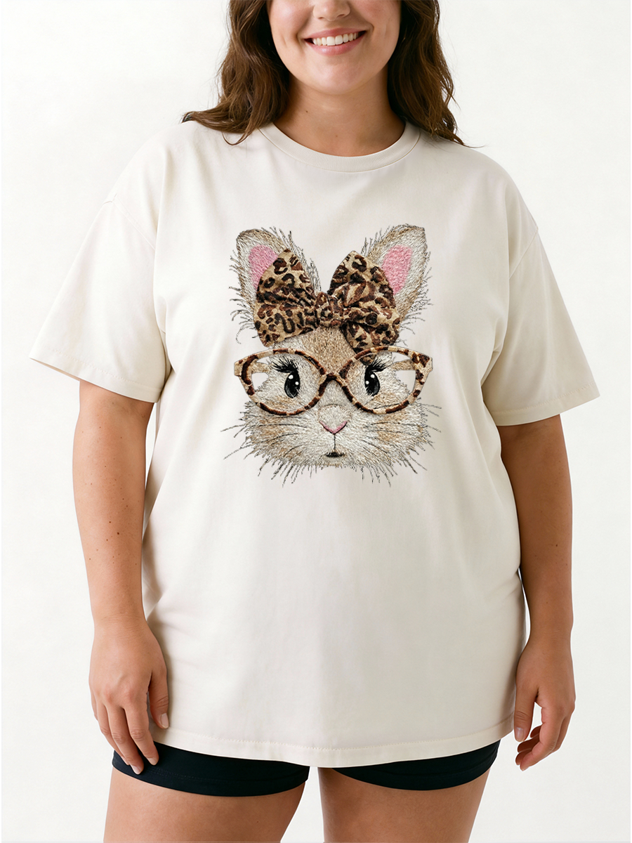 Vintage Retro Happy Easter Bunny Oversize Graphic Tee