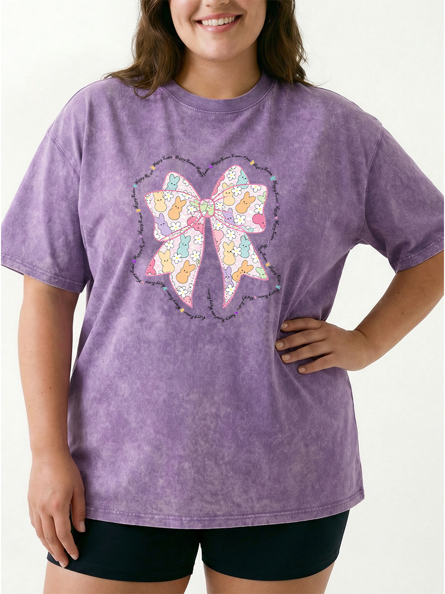 Vintage Cute Coquette Bunny Washed T-Shirt