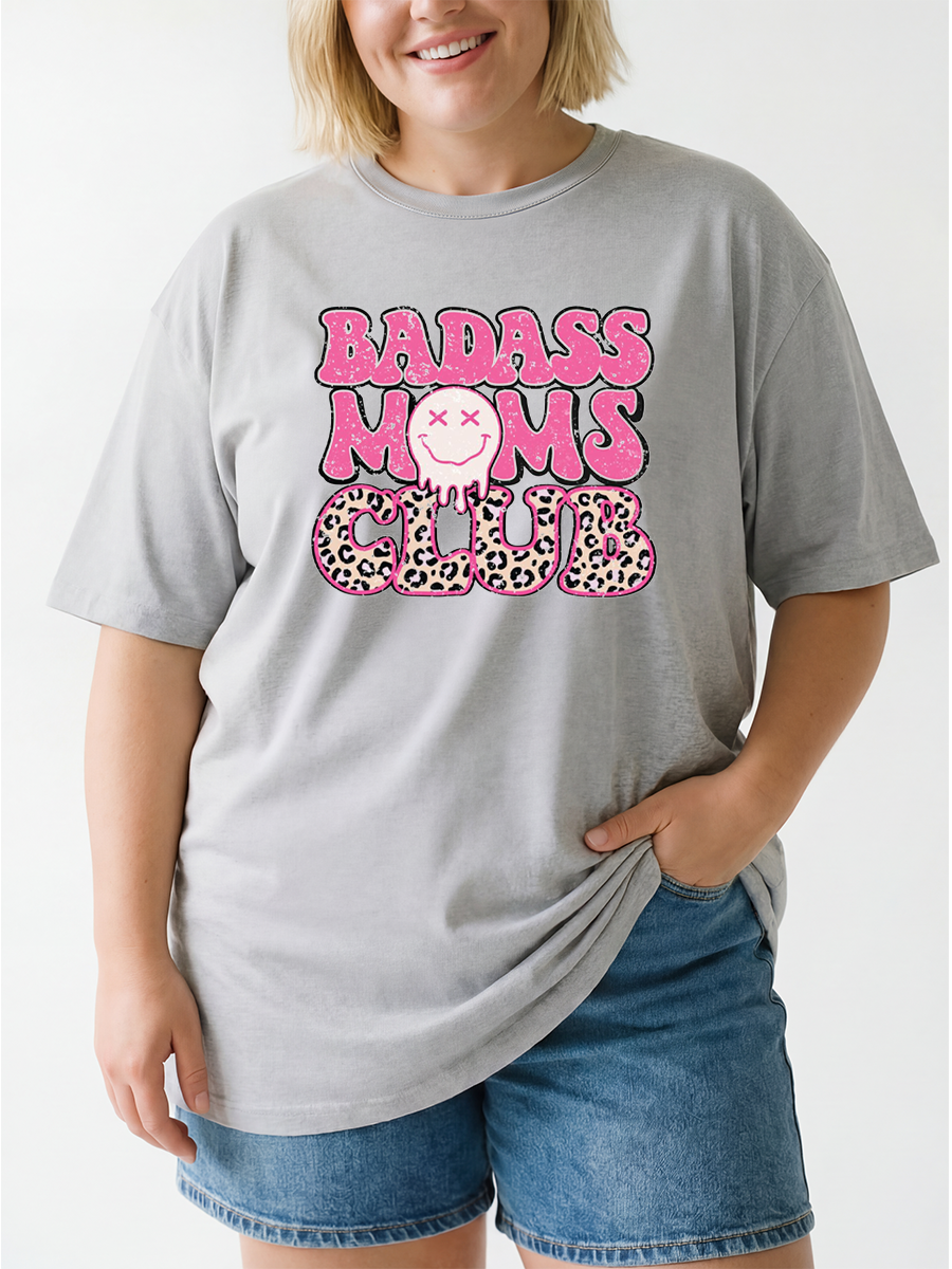 y]Vintage Badass Mom Club Oversize Graphic Tee
