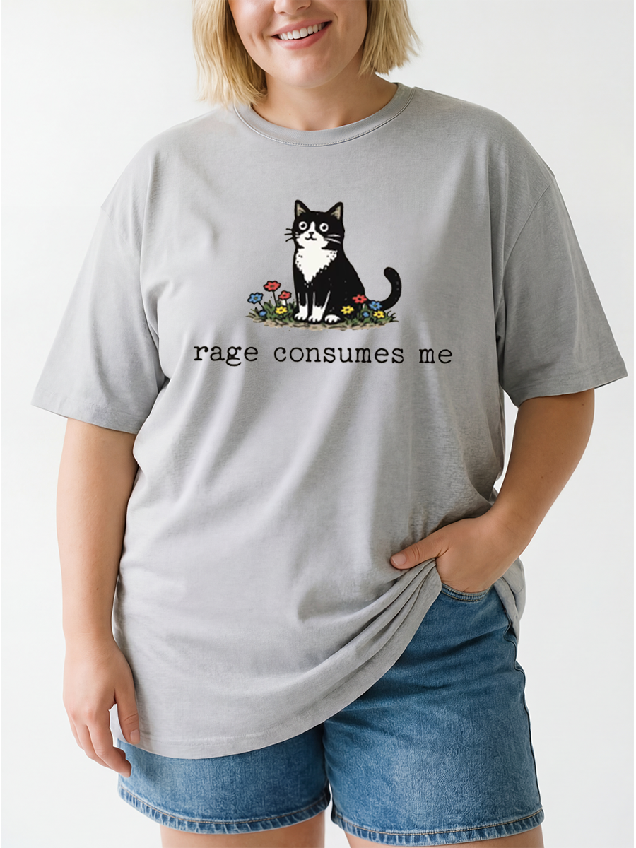 ]y]Vintage Funny Cat Meme Oversize Graphic Tee