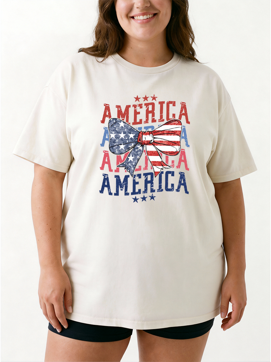 Vintage The America Coquette Bow Oversize Graphic Tee