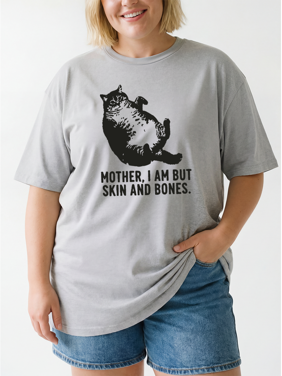 Vintage Mother I Am But Skin And Bones Cat Oversize Graphic Tee