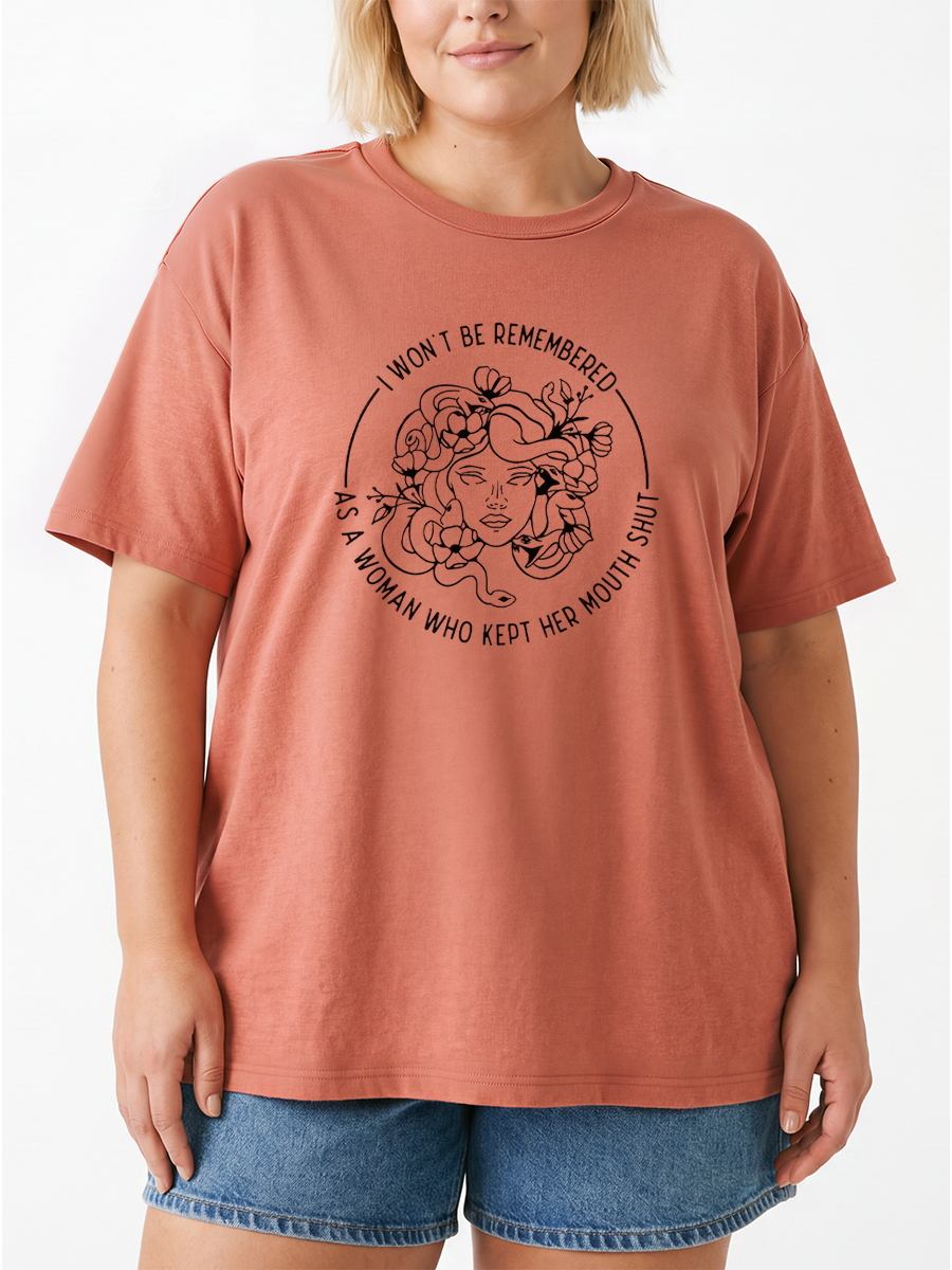 Vintage I Won'T Be Remembered As A Woman Who Kept Her Mouth Shut Oversize Graphic Tee