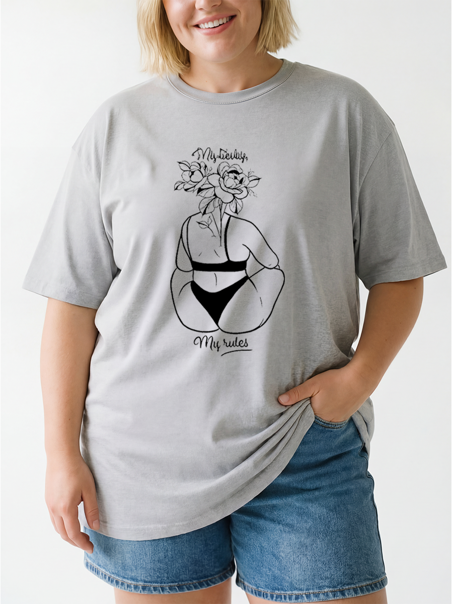 Vintage My Body My Rules Oversize Graphic Tee