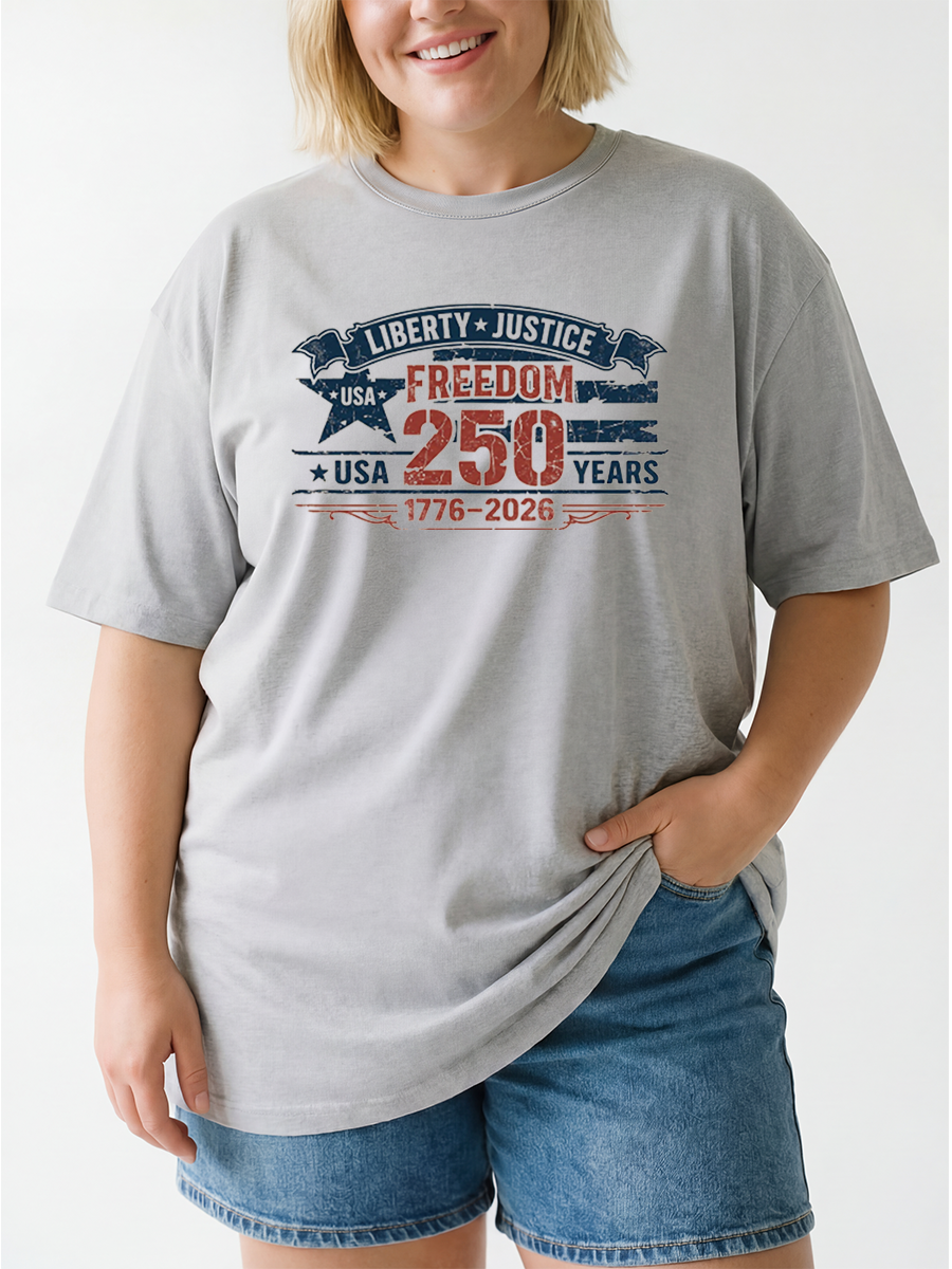 Vintage Usa 250 Years Freedom Oversize Graphic Tee