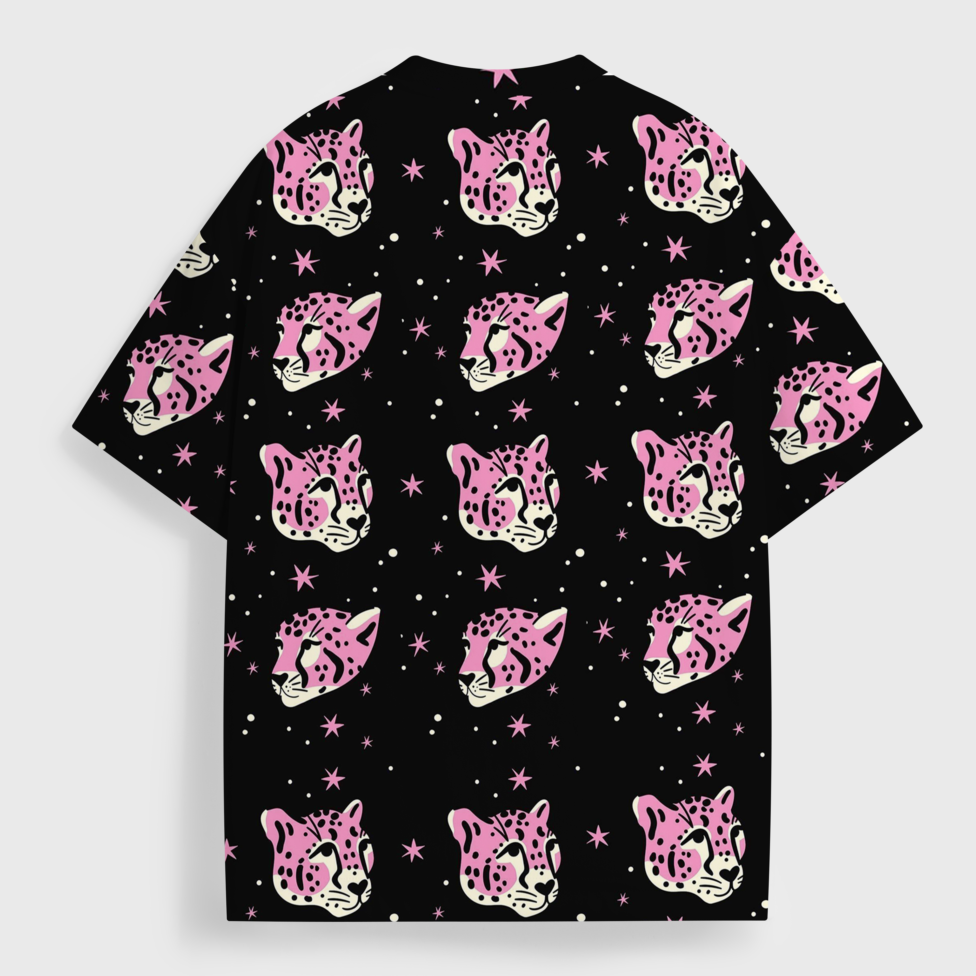 Vintage Pink Leopard Starry Night All Over Print T-Shirt