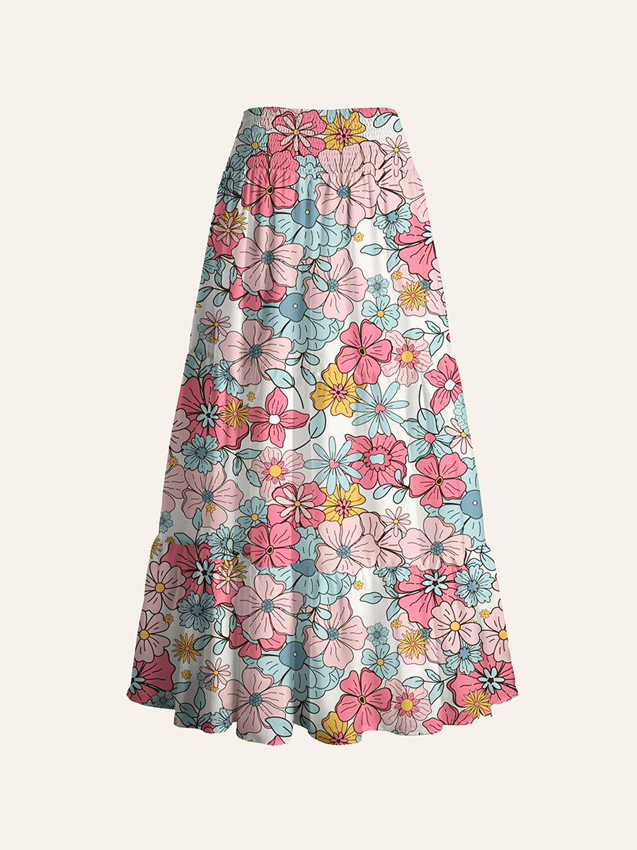 Soft Bohemian Ditsy Floral Convertible Maxi Skirts