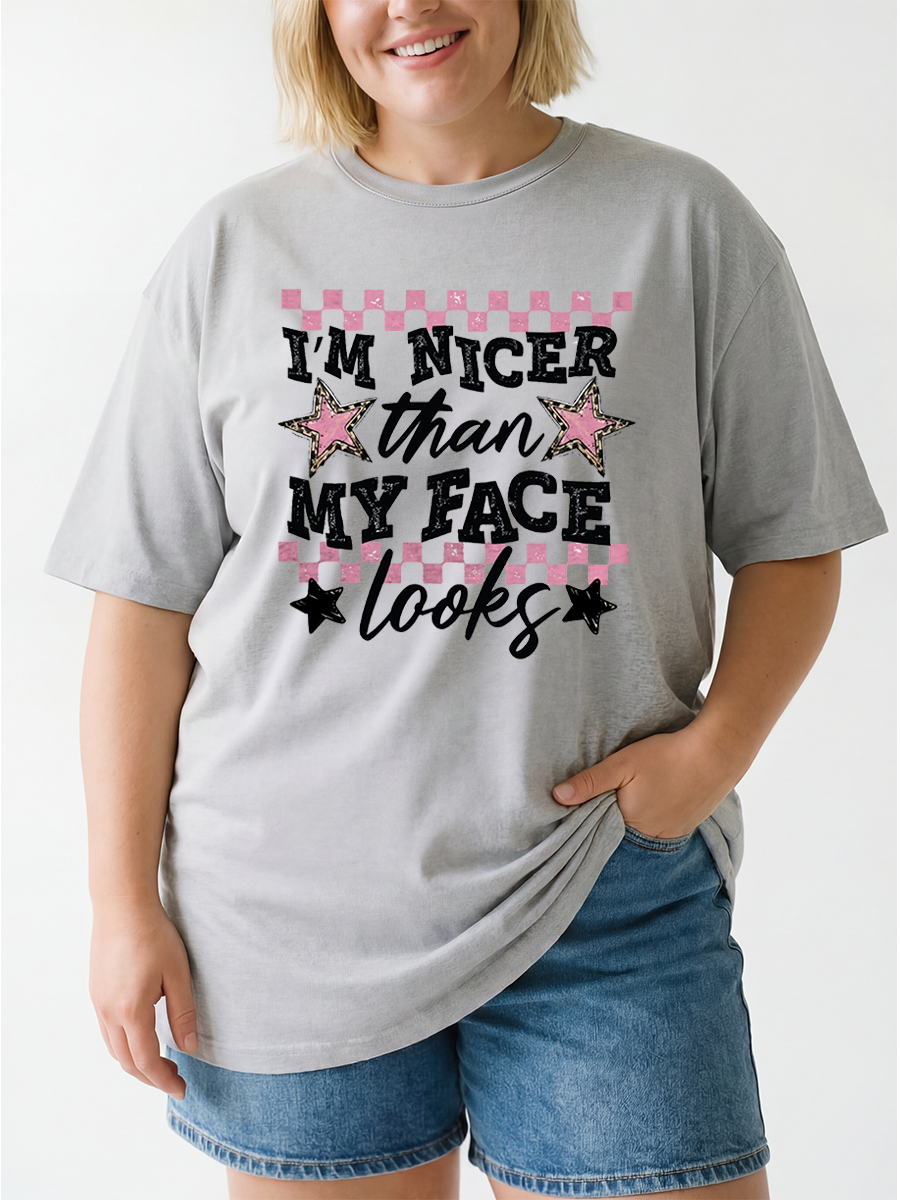 Vintage I'M Nicer Funny Mom Attitude Oversize Graphic Tee
