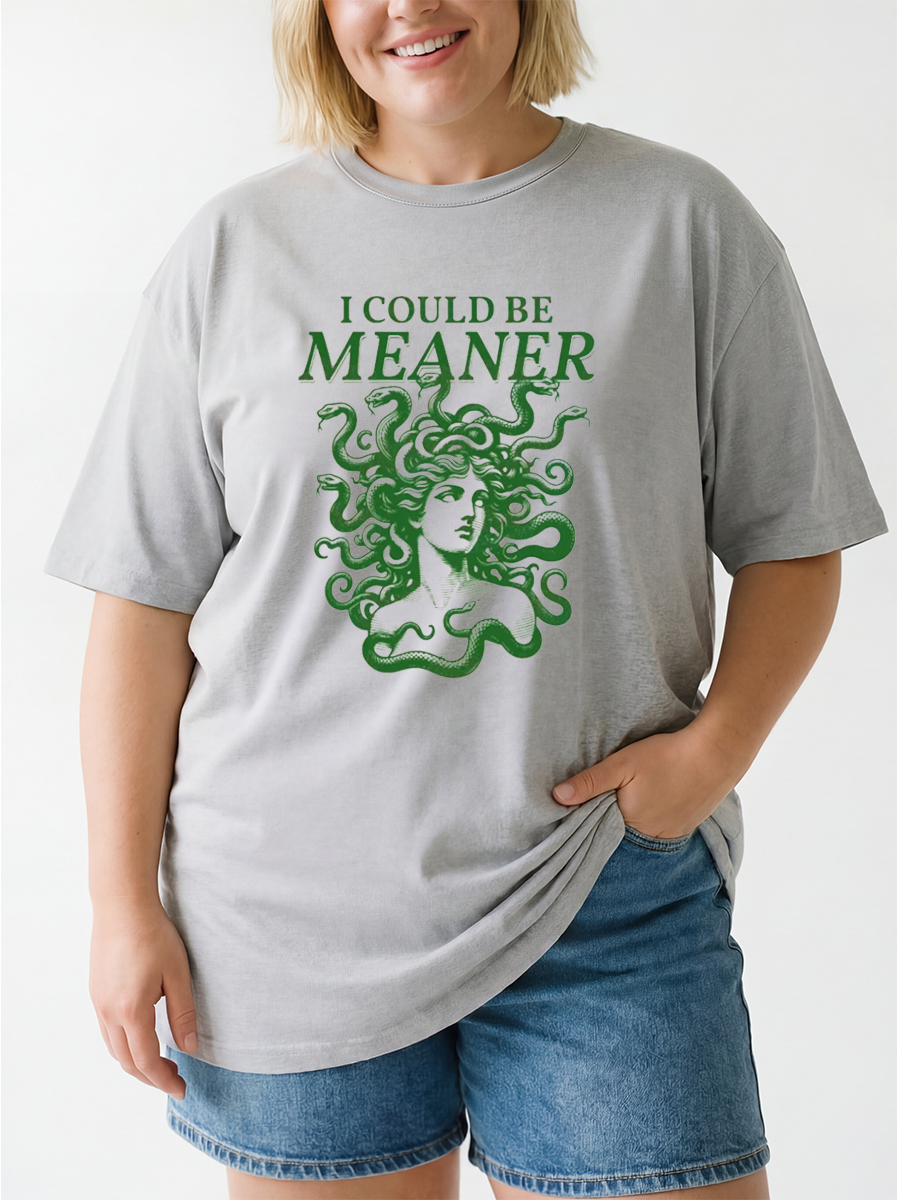 Vintage  I Could Be Meaner Adult Humor Oversize Graphic Tee