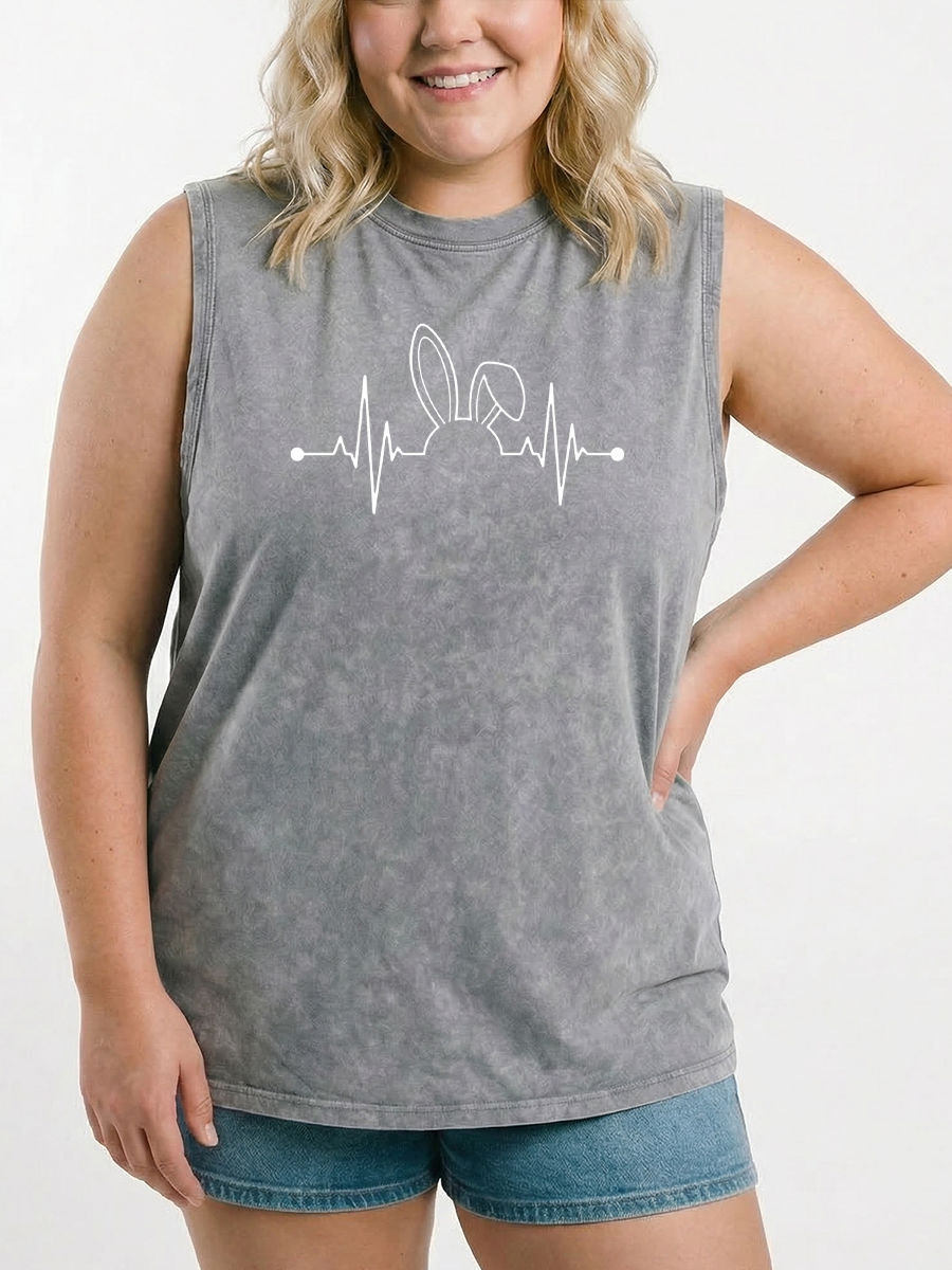 Vintage Rabbit Heartbeat Washed Tank