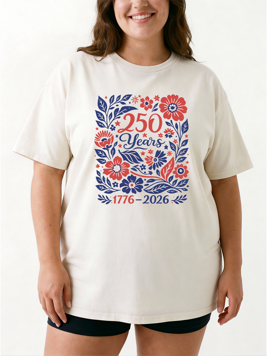 Vintage 1776-2026 America Anniversary Oversize Graphic Tee