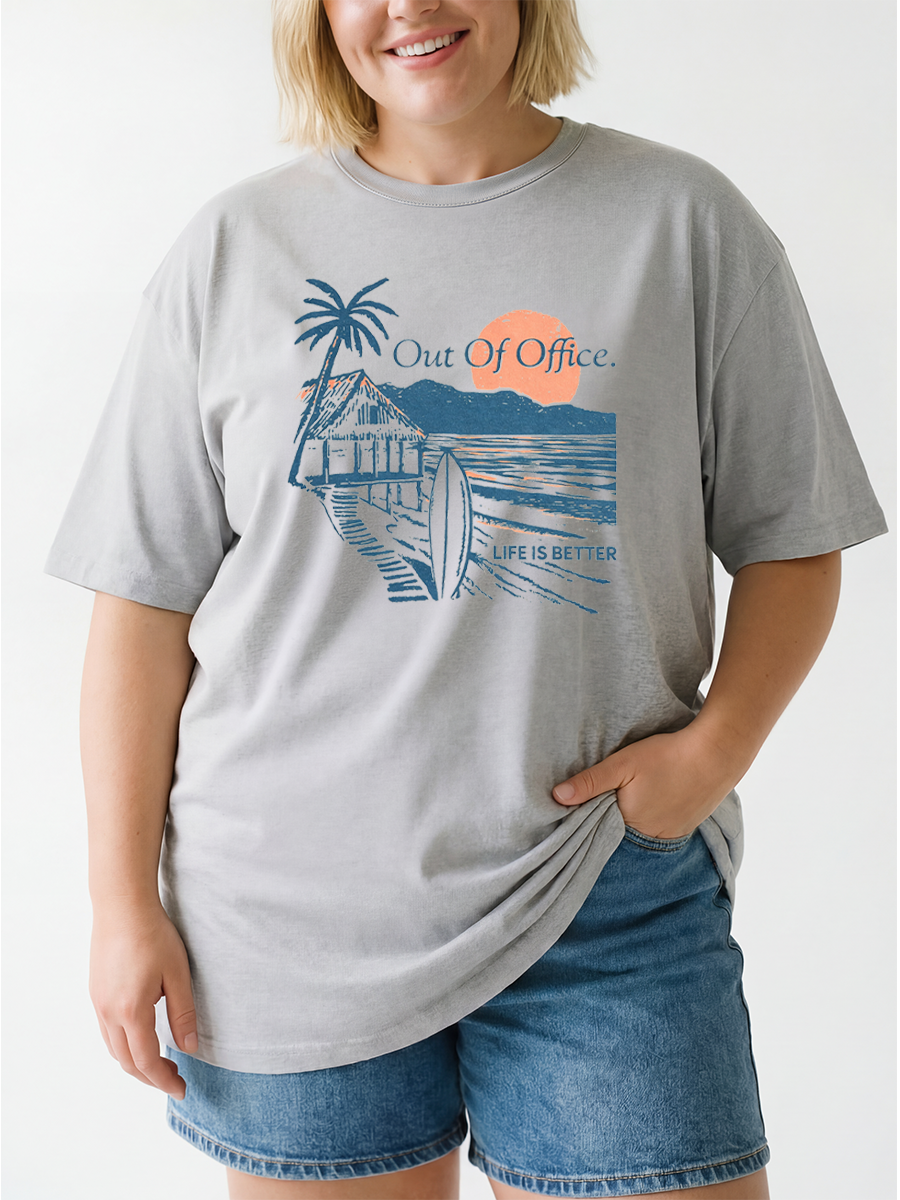 Vintage Women'S Out Of Office Beach Crusher Oversize Graphic Tee
