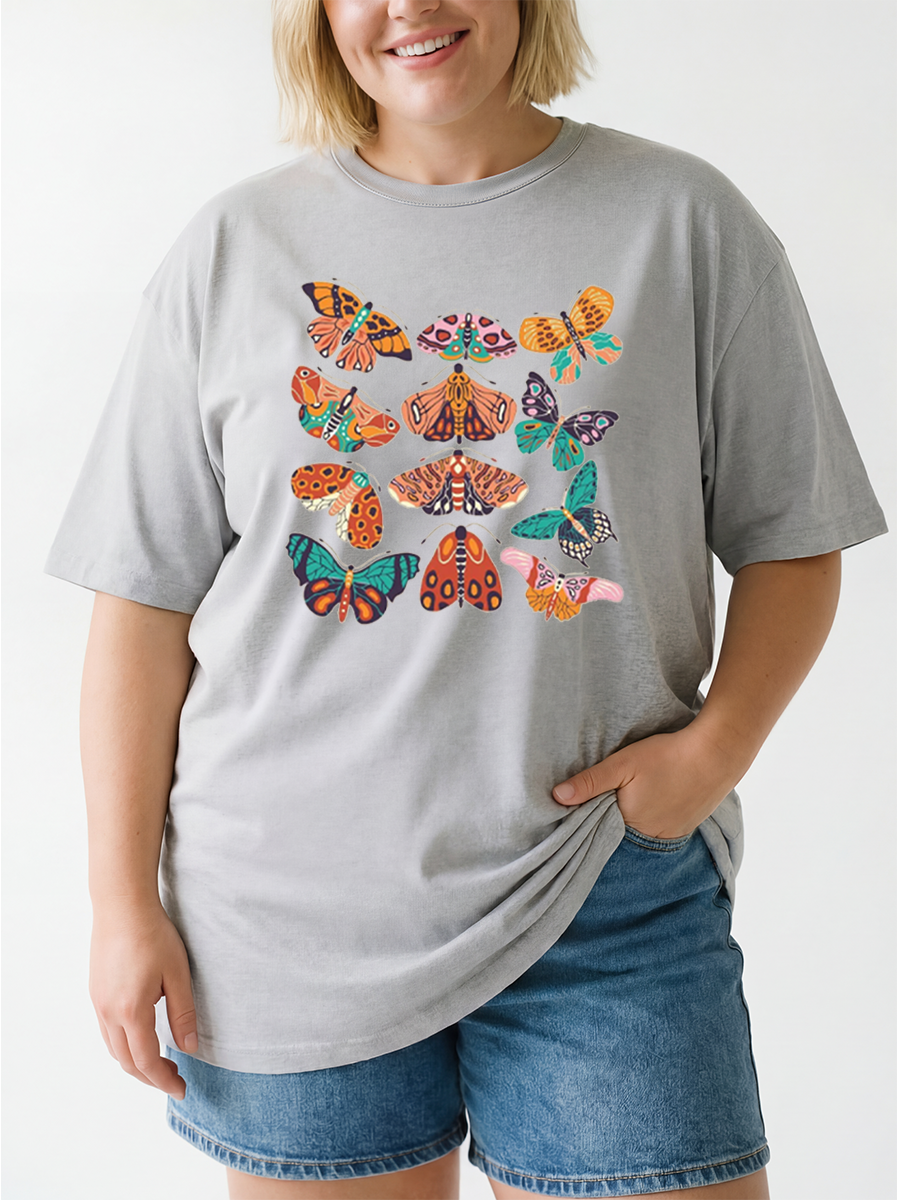 Vintage Boho Moth Oversize Graphic Tee
