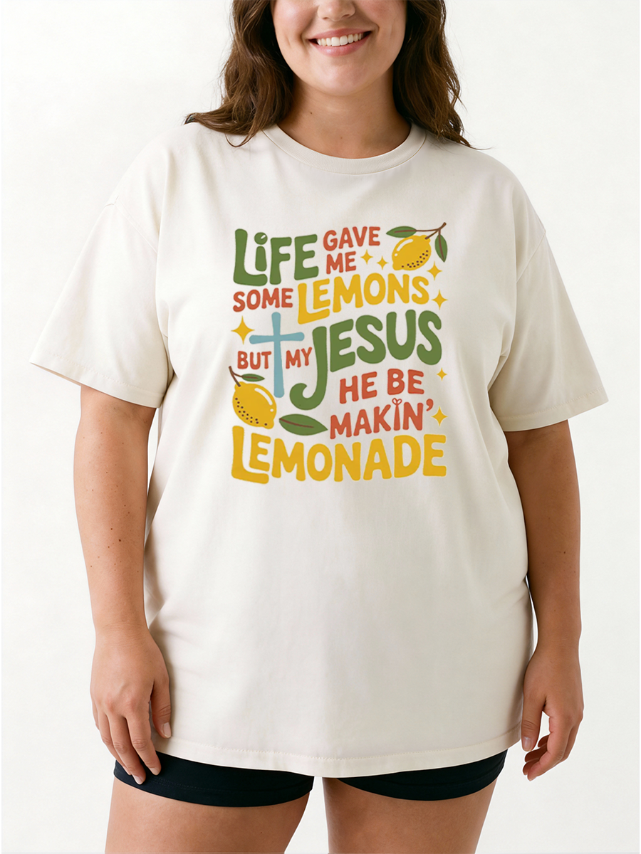 Vintage Life Gave Me Lemons But My Jesus Made Lemonade Oversize Graphic Tee