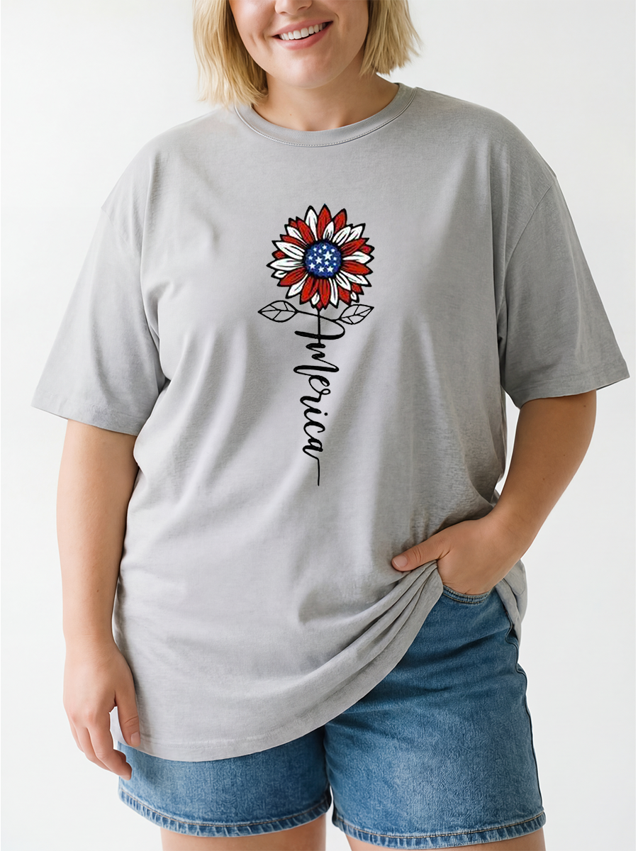 Vintage America Flag Mama Oversize Graphic Tee