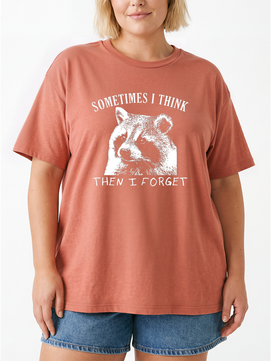Vintage Sometimes I Think.. Then I Forget Raccoon Oversize Graphic Tee