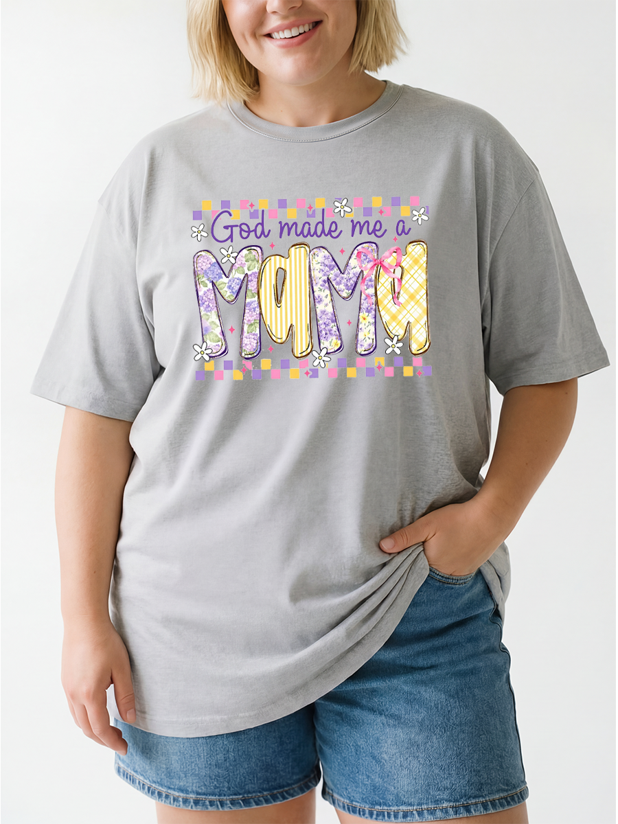 Vintage God Made Me A Mama Oversize Graphic Tee