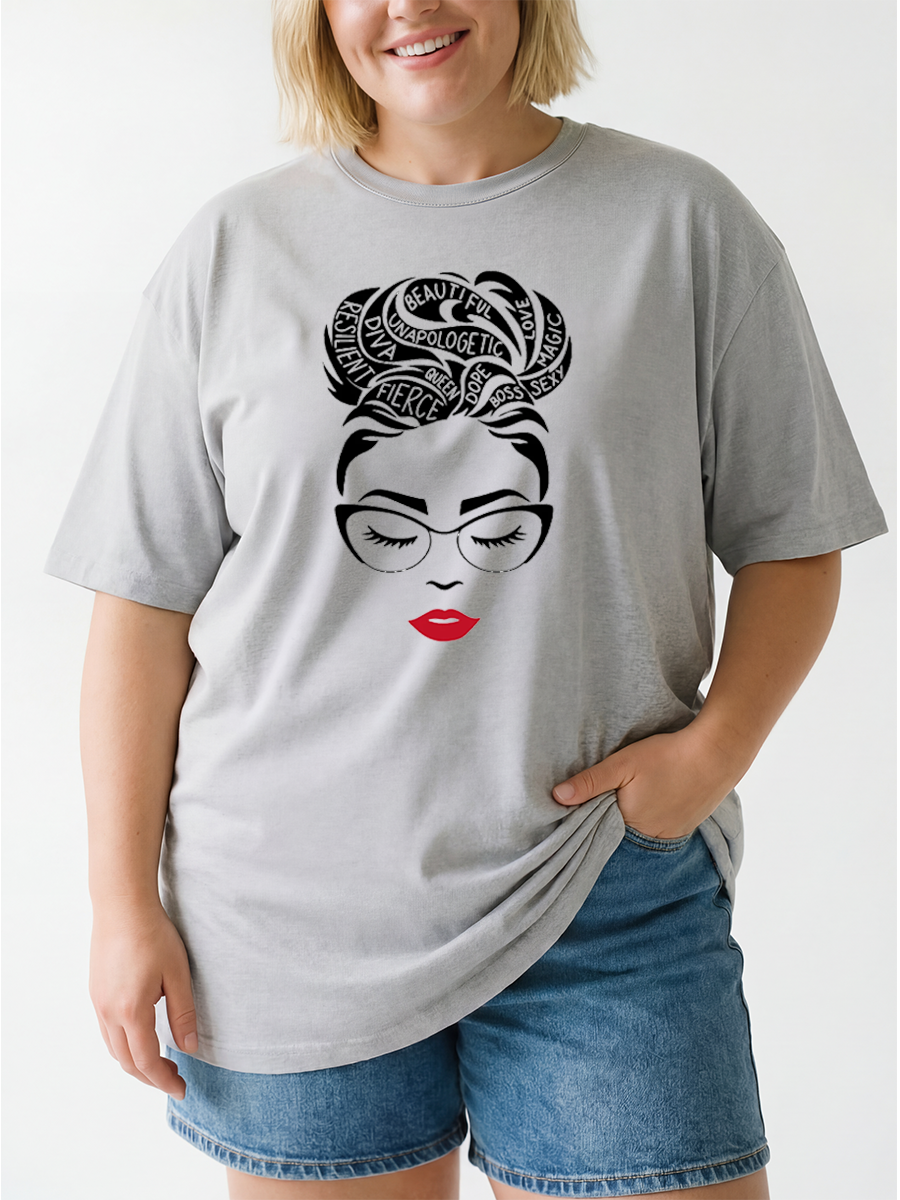 Vintage Woman Empowerment Oversize Graphic Tee