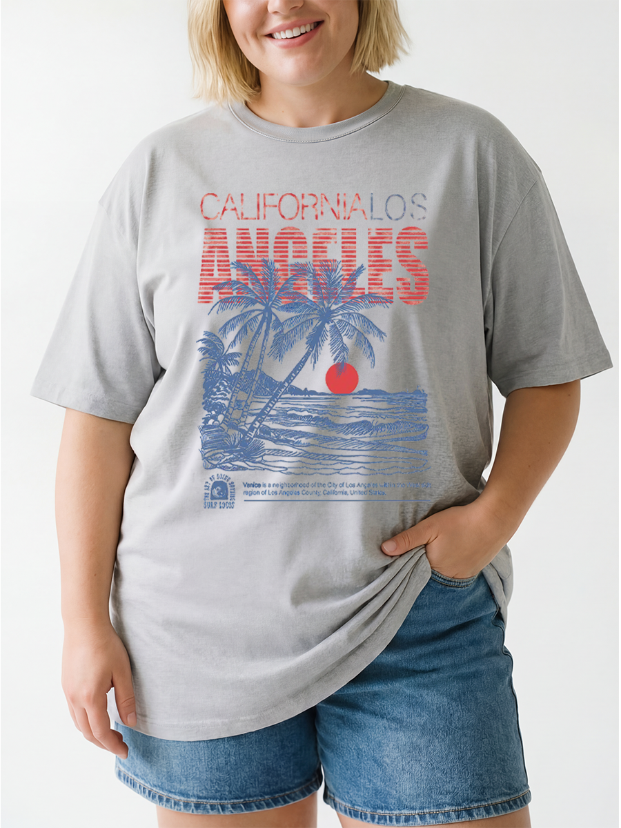 Vintage Los Angeles Summer Life  Oversize Graphic Tee