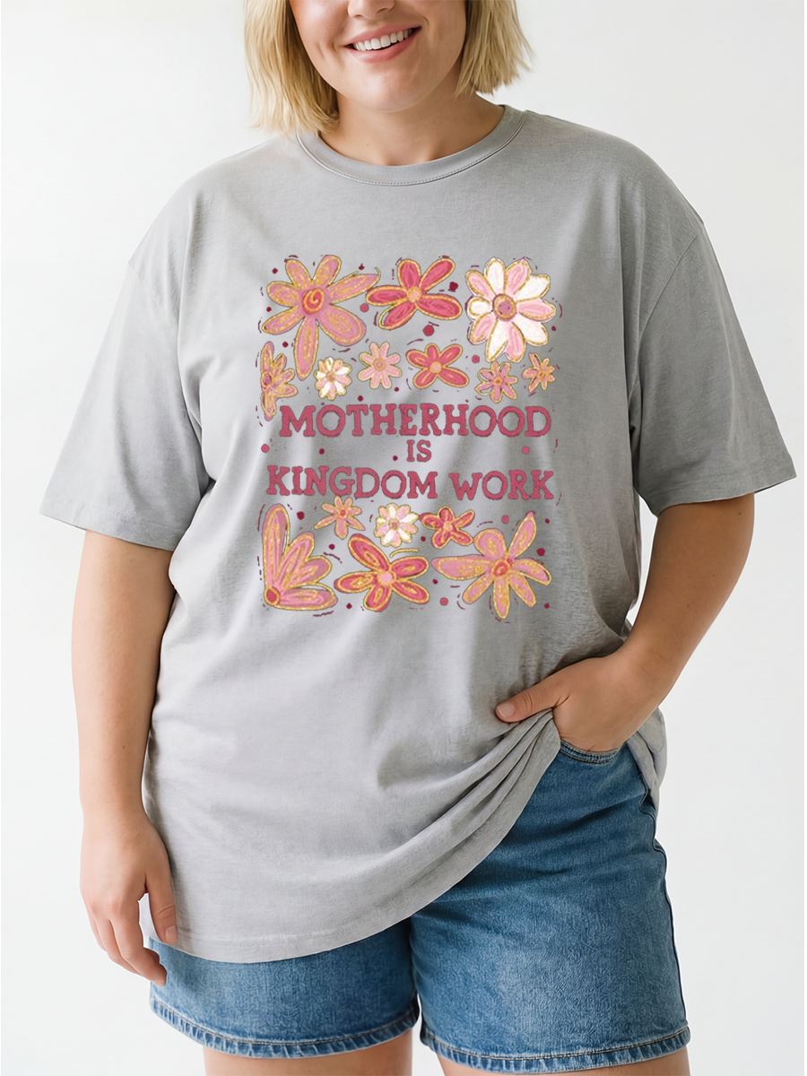 Vintage Boho Floral Motherhood Oversize Graphic Tee