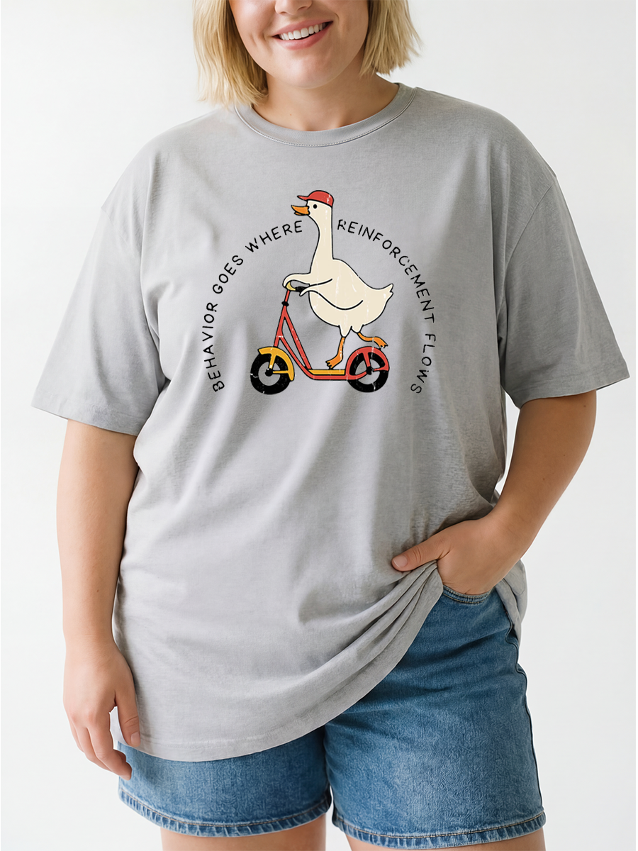 Vintage Behavior Goes Where Reinforcement Flows Oversize Graphic Tee