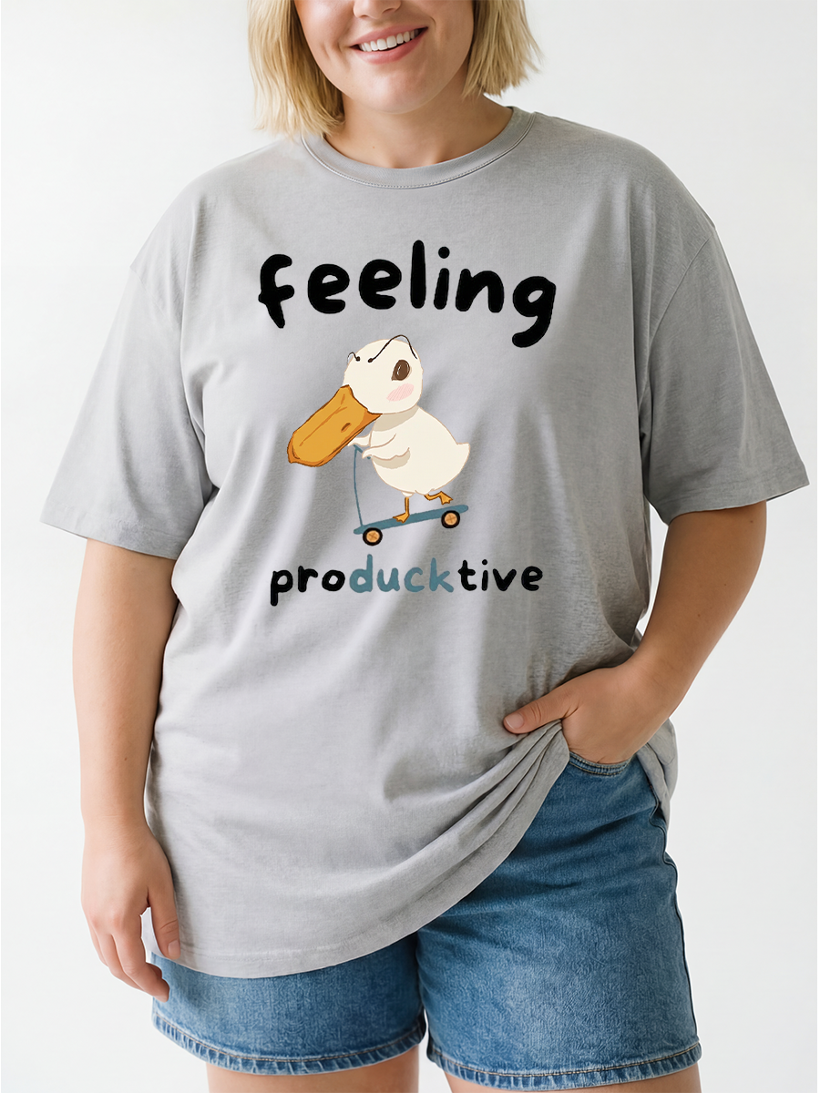 Vintage Feeling Producktive Funny Duck Oversize Graphic Tee