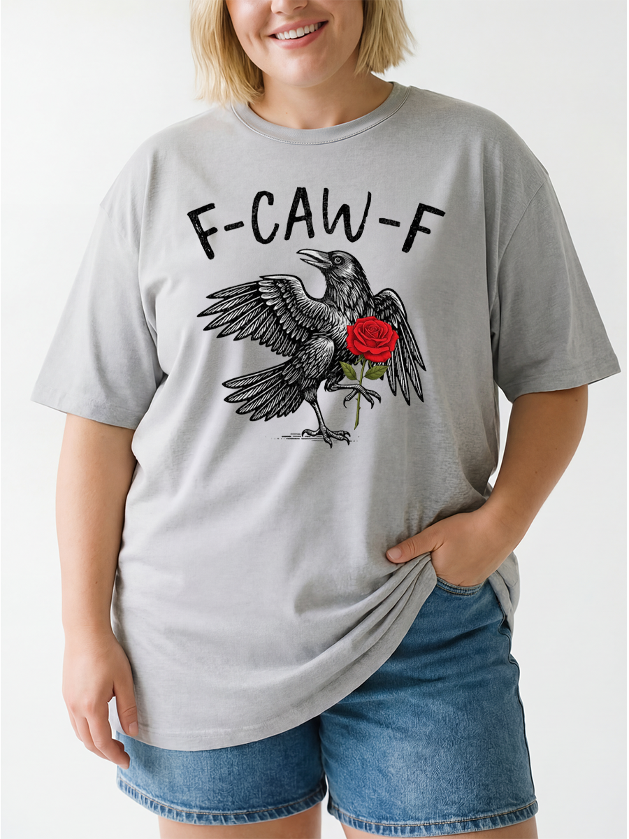 Vintage F-Caw-F Funny Crow Oversize Graphic Tee