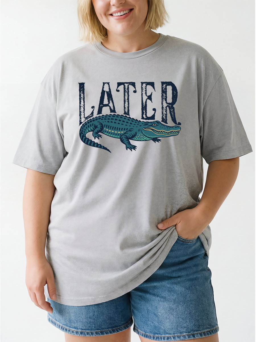 Vintage Funny Alligator For Summer Vibe Oversize Graphic Tee