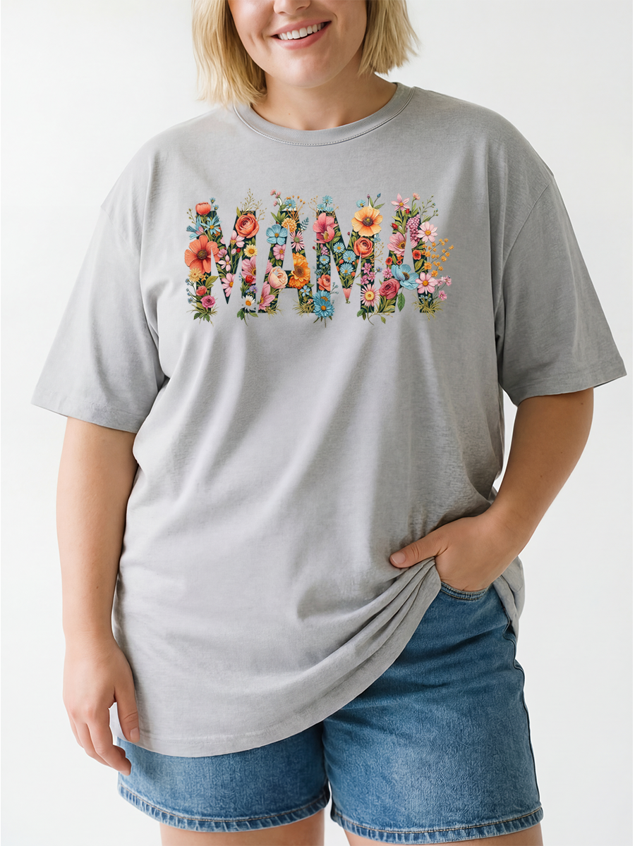 Vintage Boho Floral Mama Oversize Graphic Tee