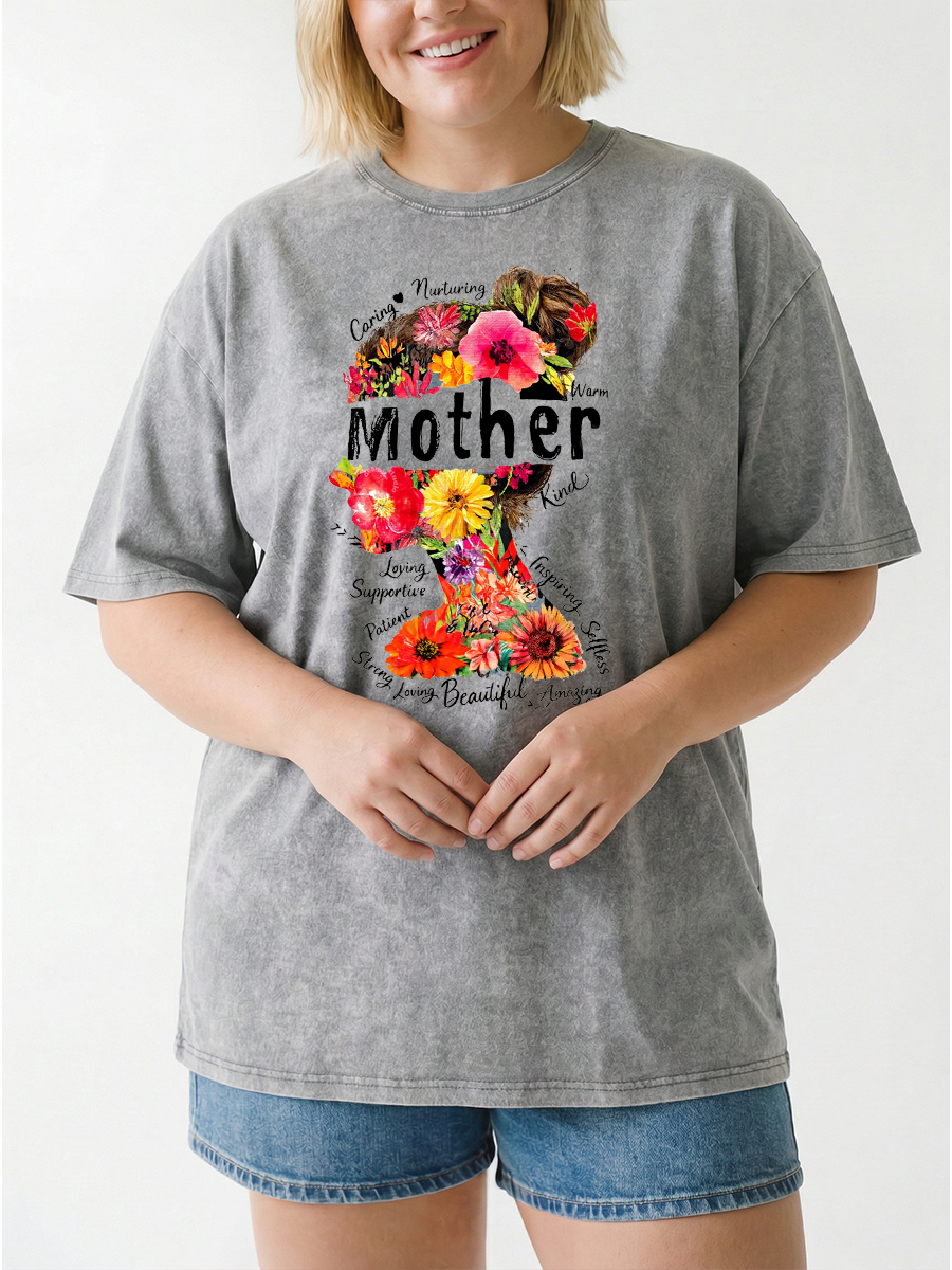 Vintage Boho Floral Mama Washed T-Shirt