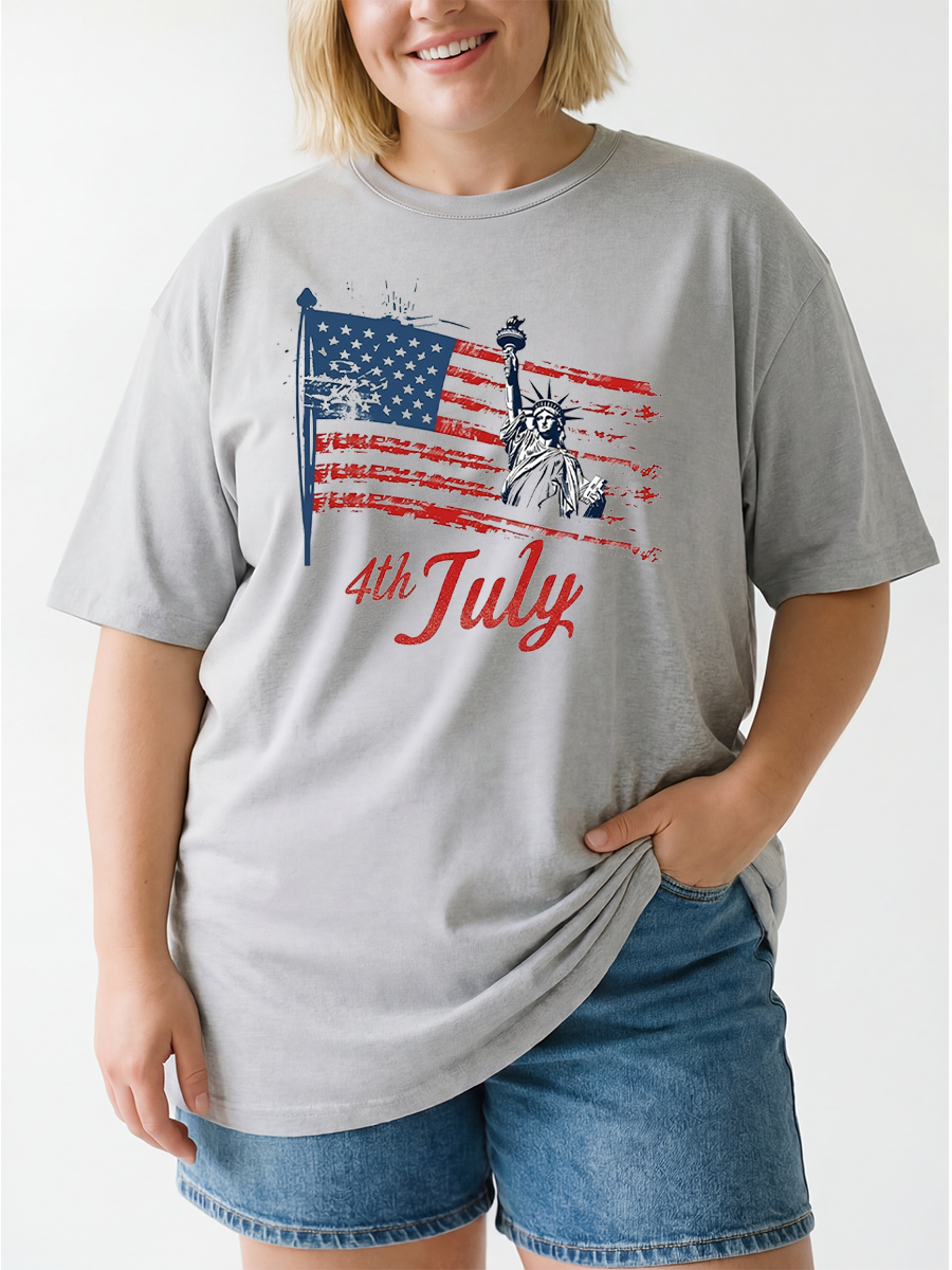 Vintage Usa Independence Day Celebrations Oversize Graphic Tee