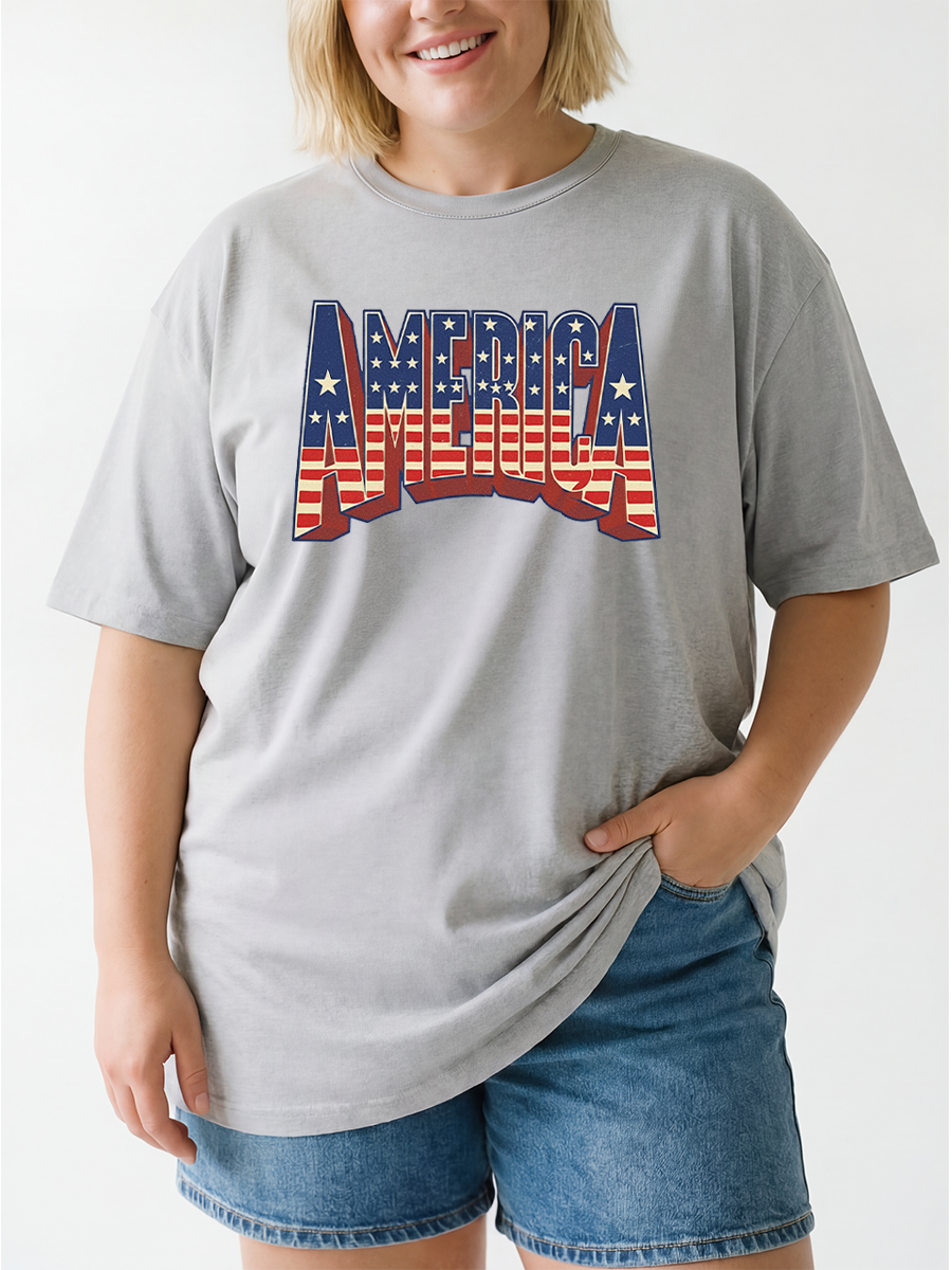 Vintage Stars And Stripes American Oversize Graphic Tee