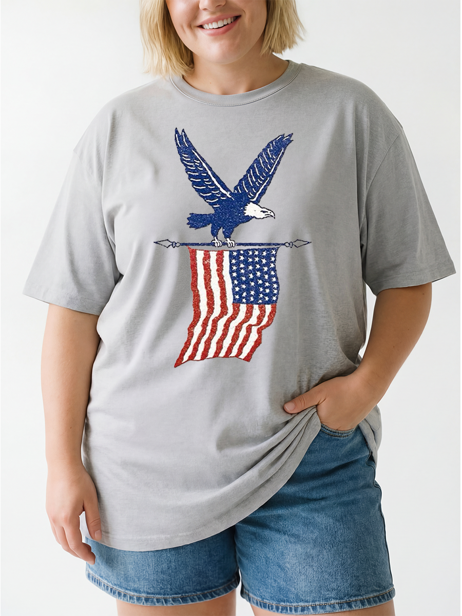 Vintage American Flag And Eagle Oversize Graphic Tee