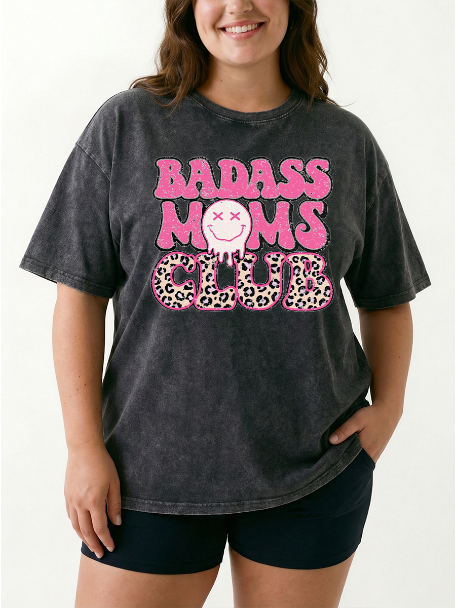 Vintage Badass Mom Club Washed T-Shirt