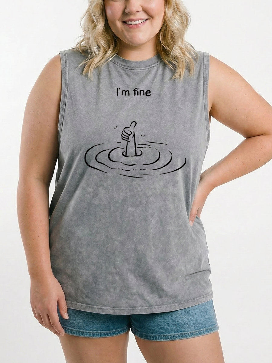 Vintage I'M Fine Washed Tank
