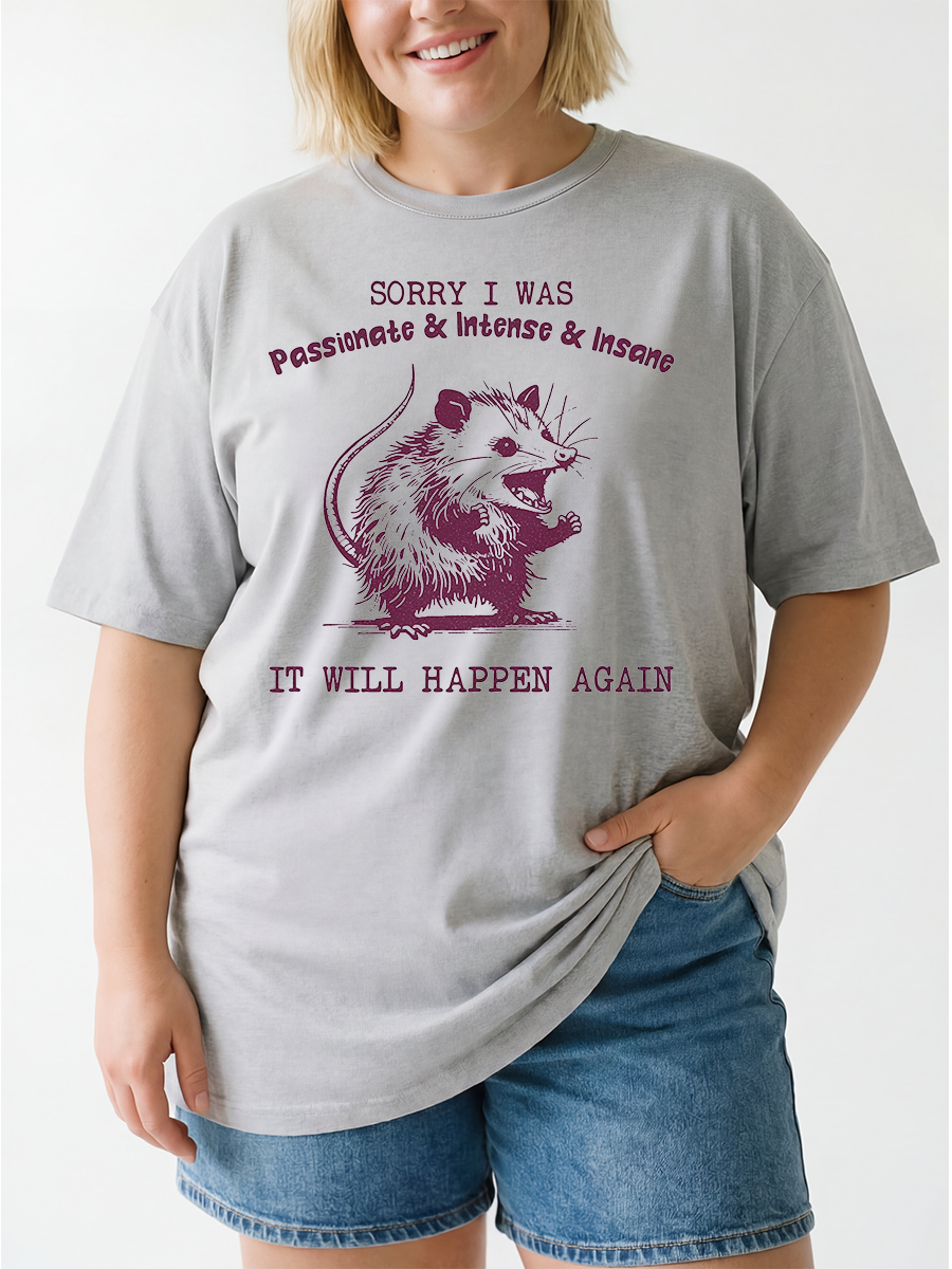 Vintage It Will Happen Again Funny Possum Oversize Graphic Tee
